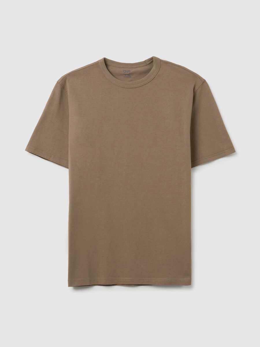 T-shirt in puro cotone marrone regular fit_4