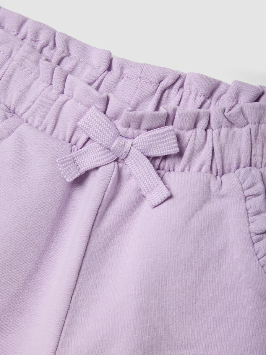 Girls&rsquo; purple stretch cotton shorts with bow_3