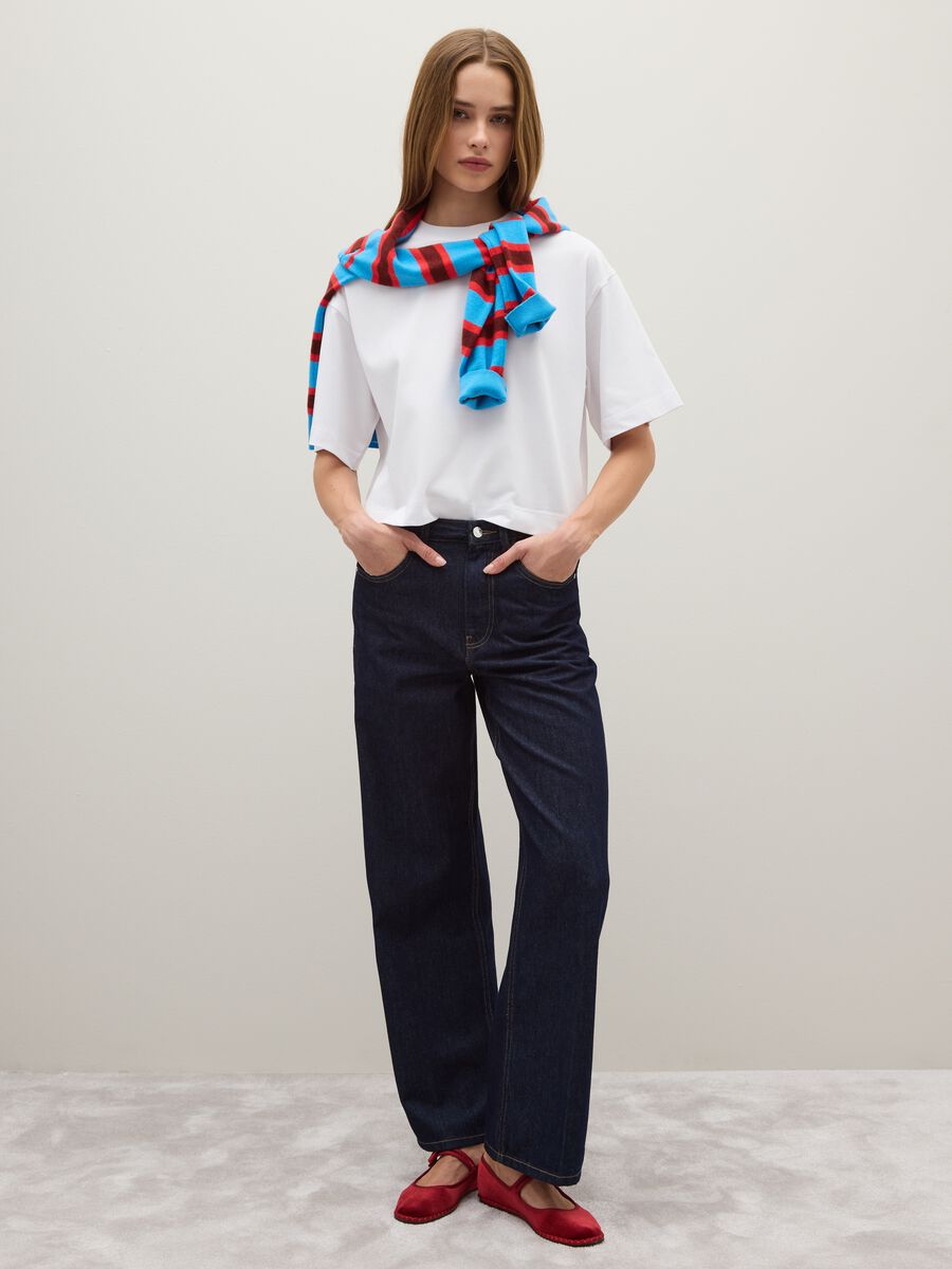 White cotton blend boxy fit T-shirt_1