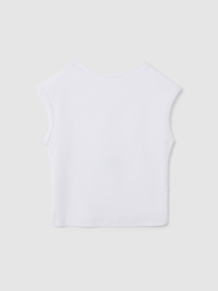 White Stretch Cotton Blend Women's Vest_0