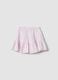 Pink mini skirt in pure cotton with Broderie Anglaise embroidery_0