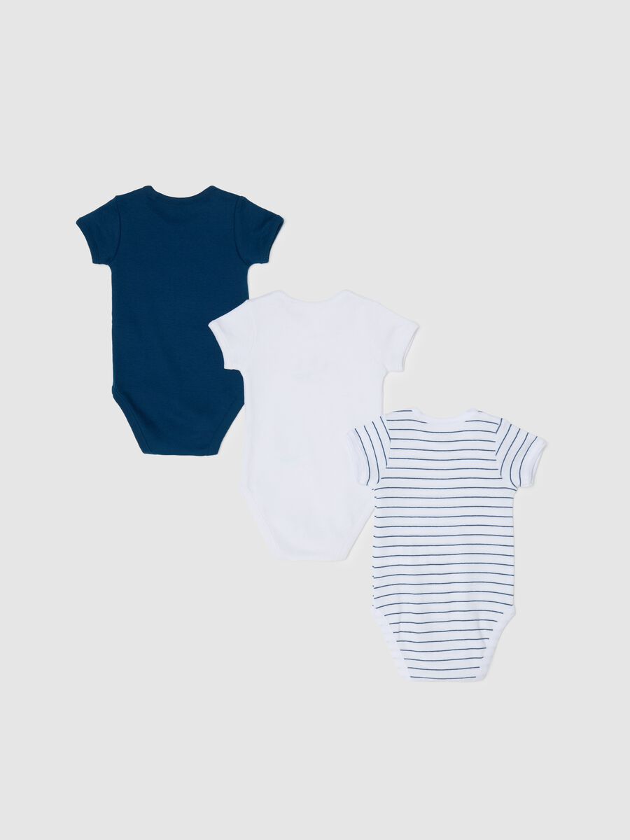 Three-pack short-sleeved bodysuits in organic cotton with print_1