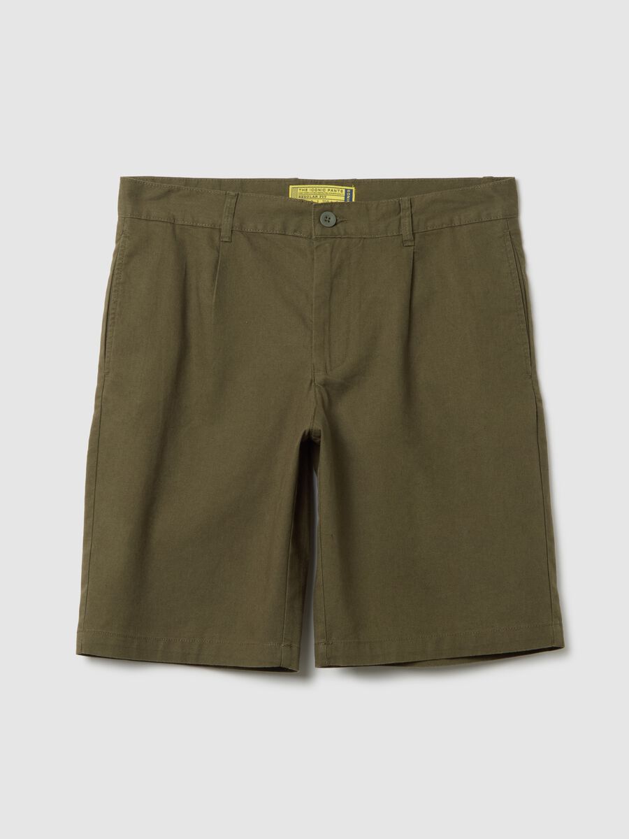 Men's Regular Fit Green Cotton Blend Shorts_0
