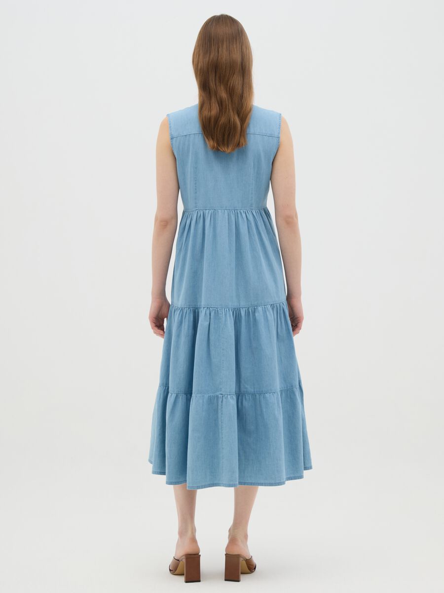 Light blue women's lyocell wide fit long dress_3