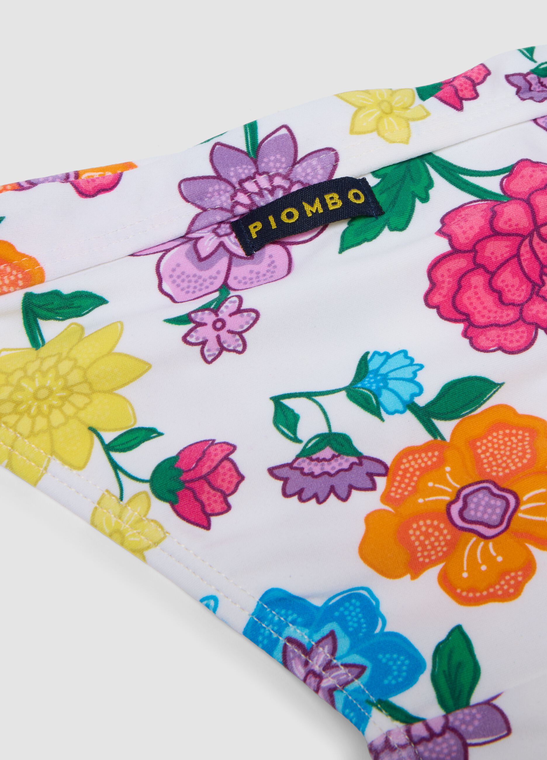 White floral stretch-fabric bikini