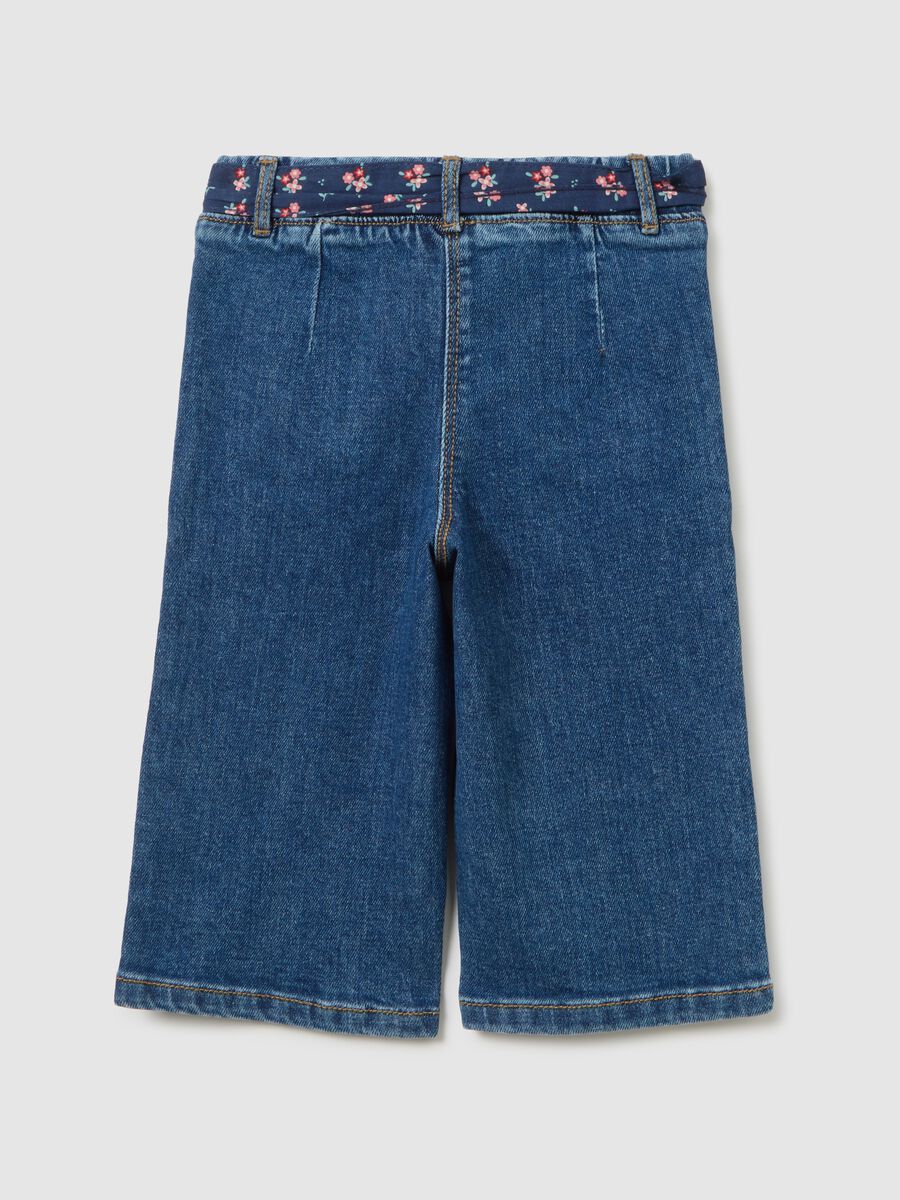 Wide elasticated blue denim trousers for girls_1