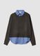 Brown double-layer regular-fit jumper in viscose and wool blend_0