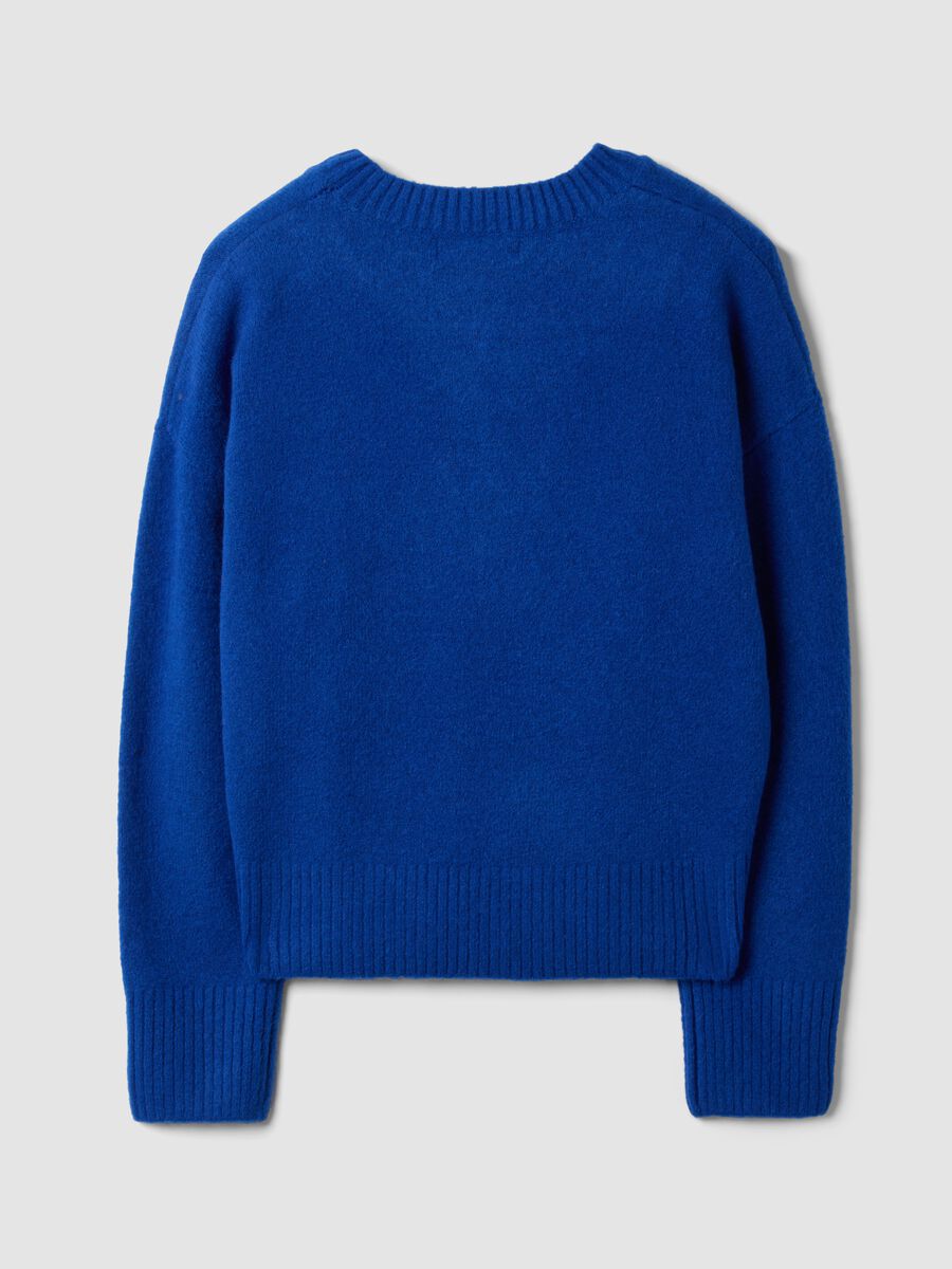 Royal blue crew-neck jumper in stretch wool_5
