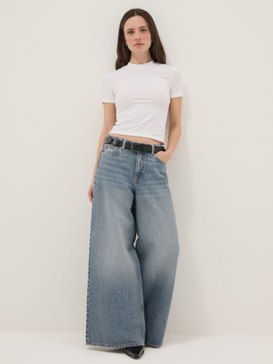 White slim fit stretch cotton T-shirt_1