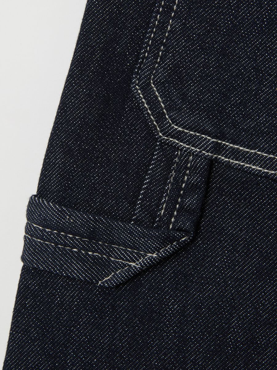 Kids' Black Denim Relaxed Fit Cargo Trousers_3