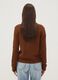 Brown pure cotton crew-neck cardigan with buttons, regular fit_3