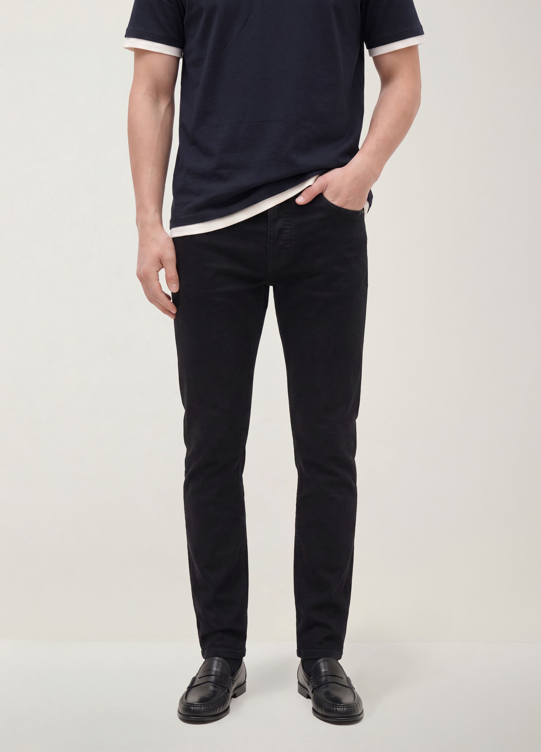 Black skinny-fit denim jeans in stretch cotton
