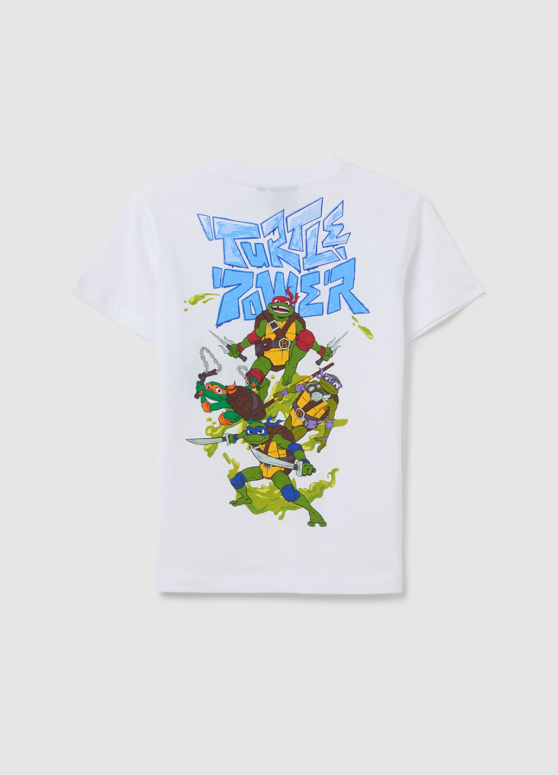 Boys’ white over-fit T-shirt in 100% cotton with Teenage Mutant Ninja Turtles print