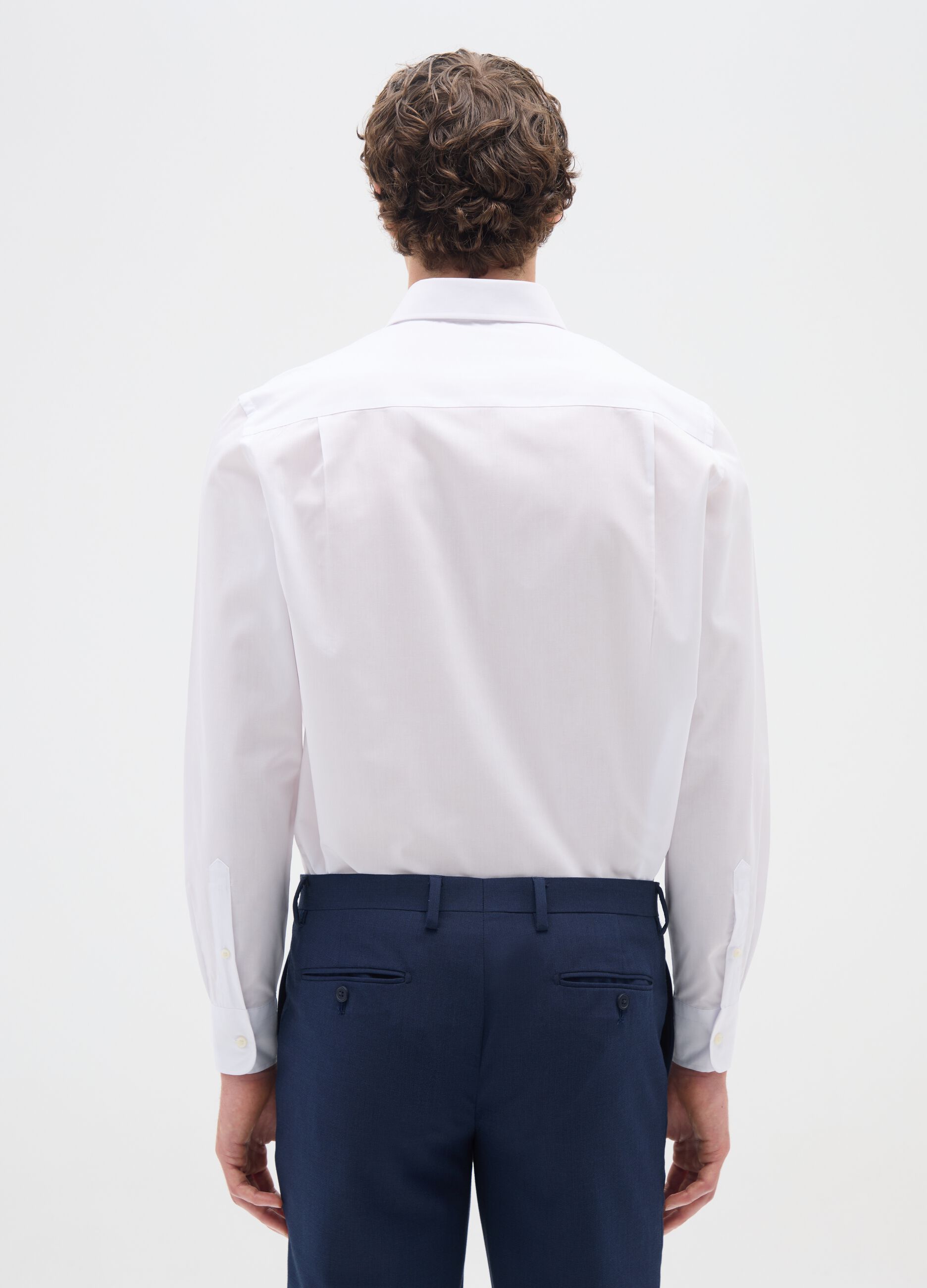 Men's white easy iron cotton blend shirt
