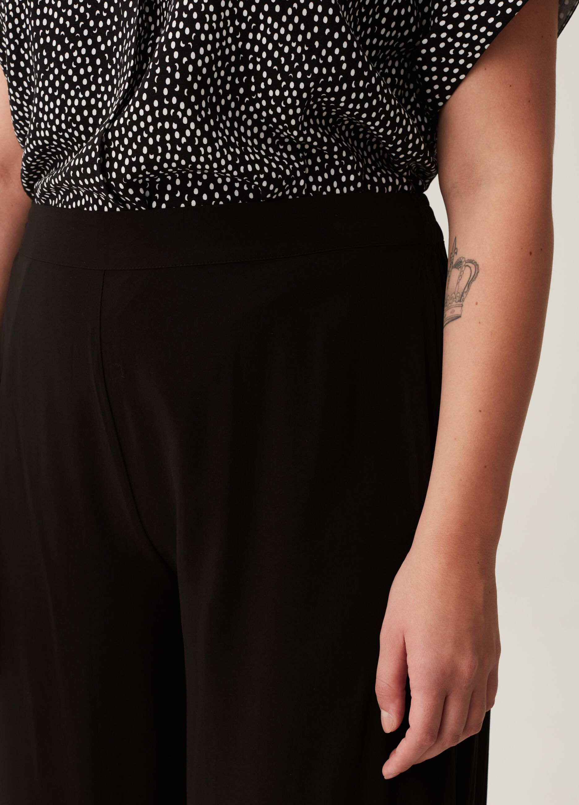 Pantaloni wide leg in viscosa Curvy_3