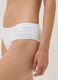 Slip bikini bianco in tessuto elasticizzato con dettagli arricciati regular fit_1