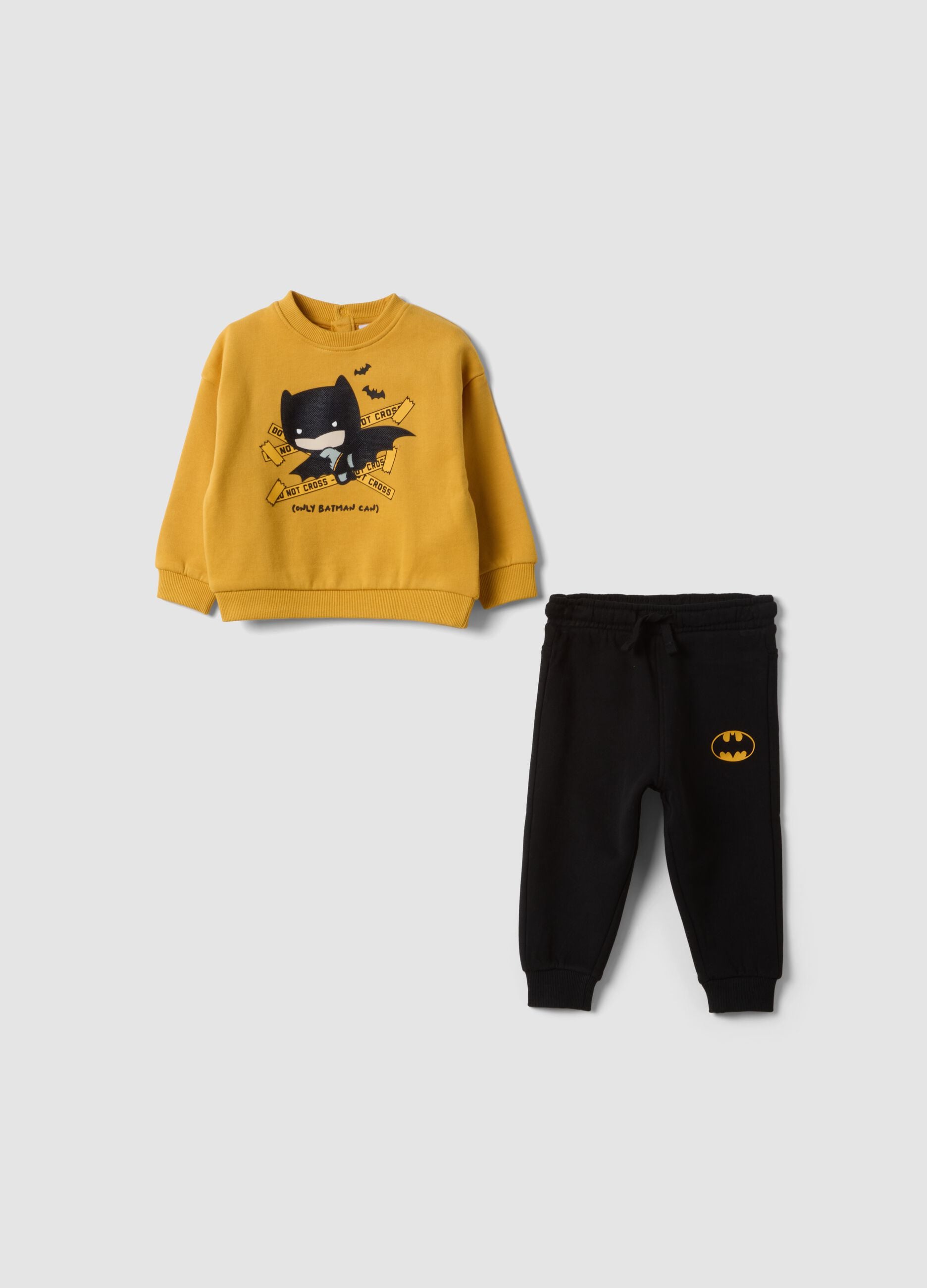 Yellow organic cotton Batman print jogger set