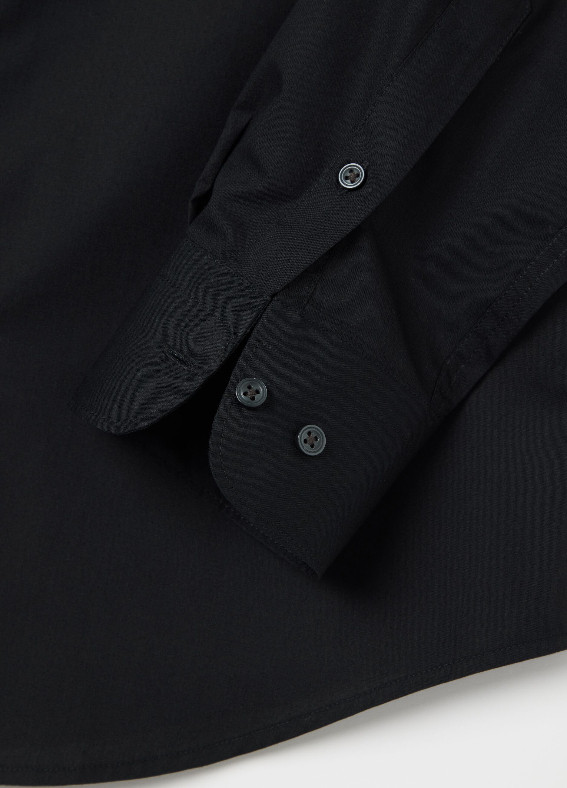 Slim Black Cotton Blend Shirt