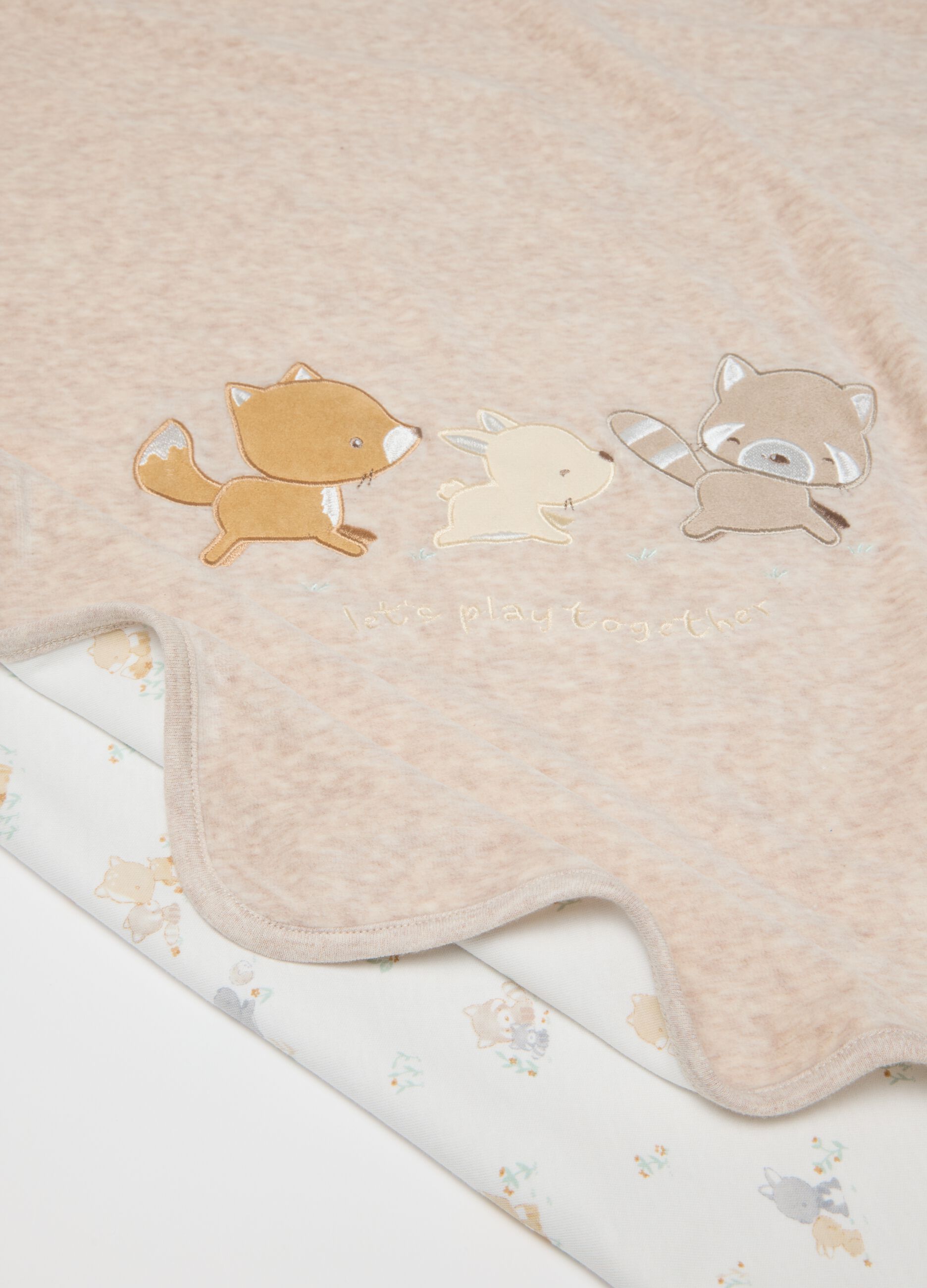 Beige Cotton Blend Baby Blanket