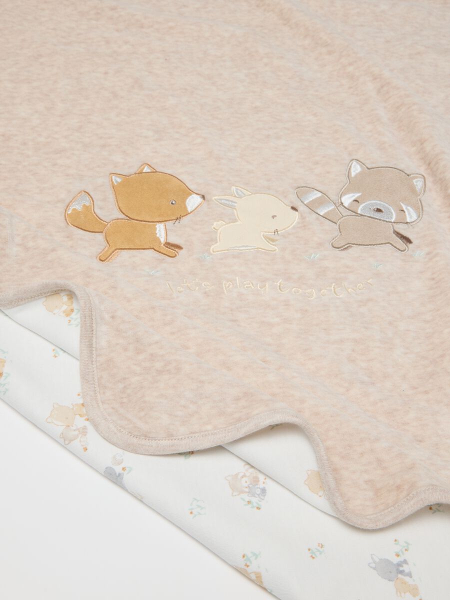 Beige Cotton Blend Baby Blanket_1