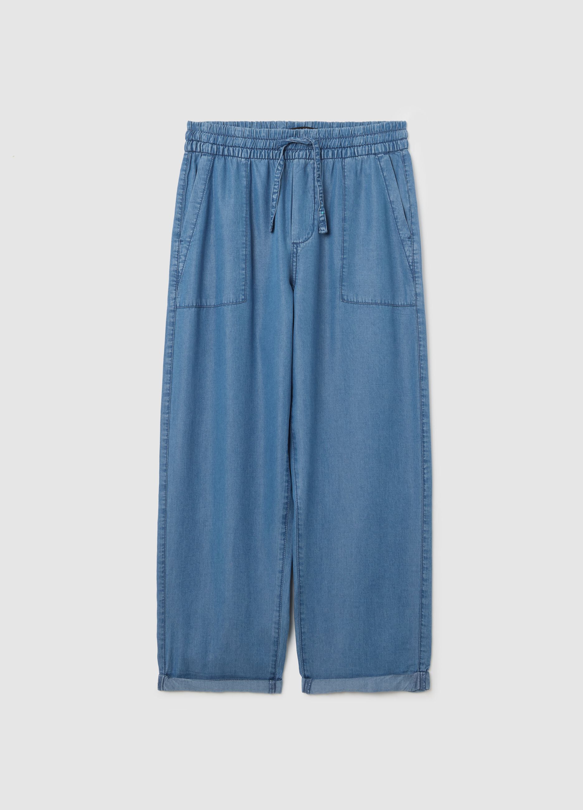 Blue relaxed-fit trousers in Lyocell