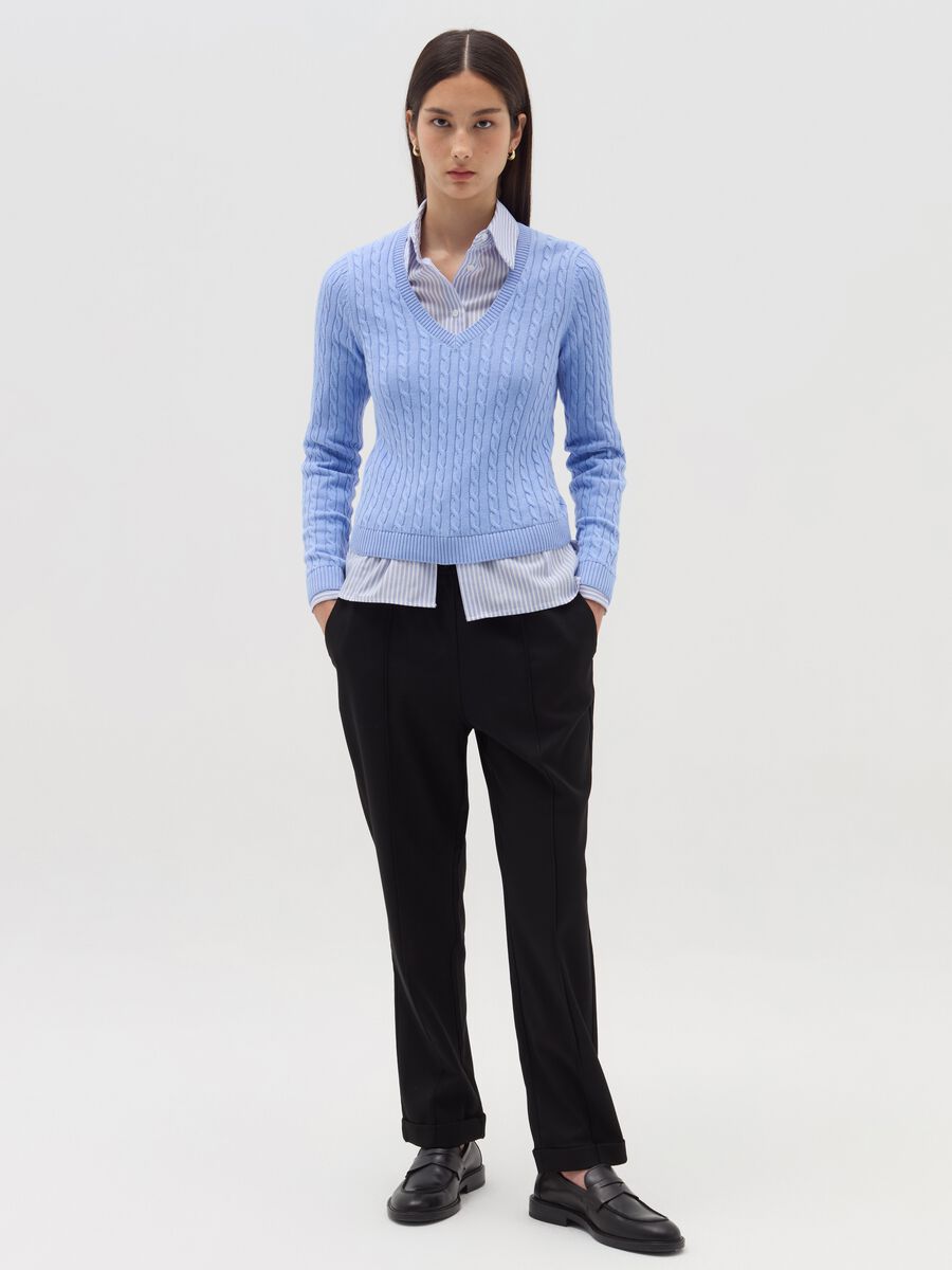 Pantalone carrot fit con risvolti_0