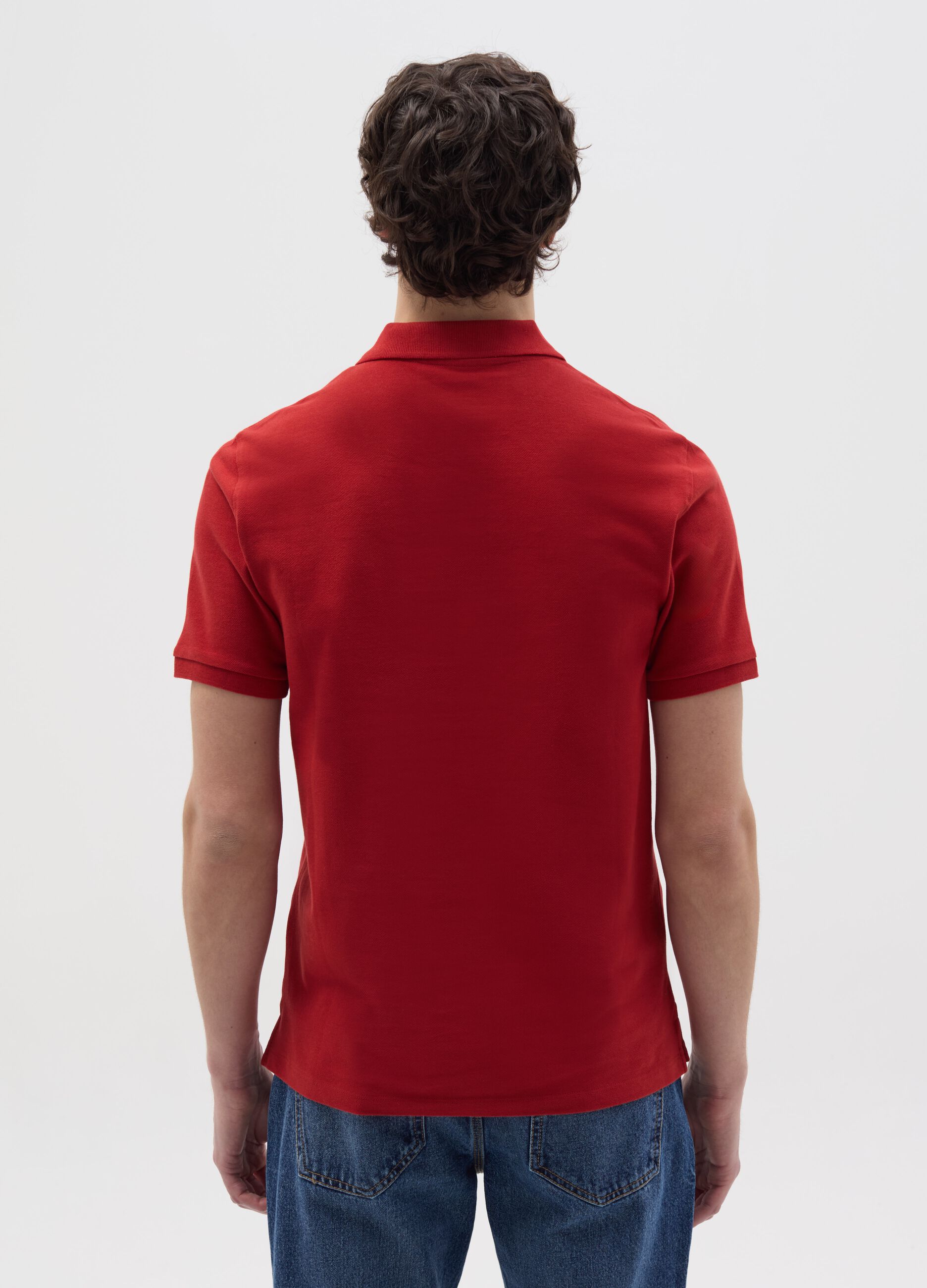 Solid colour polo shirt in organic cotton
