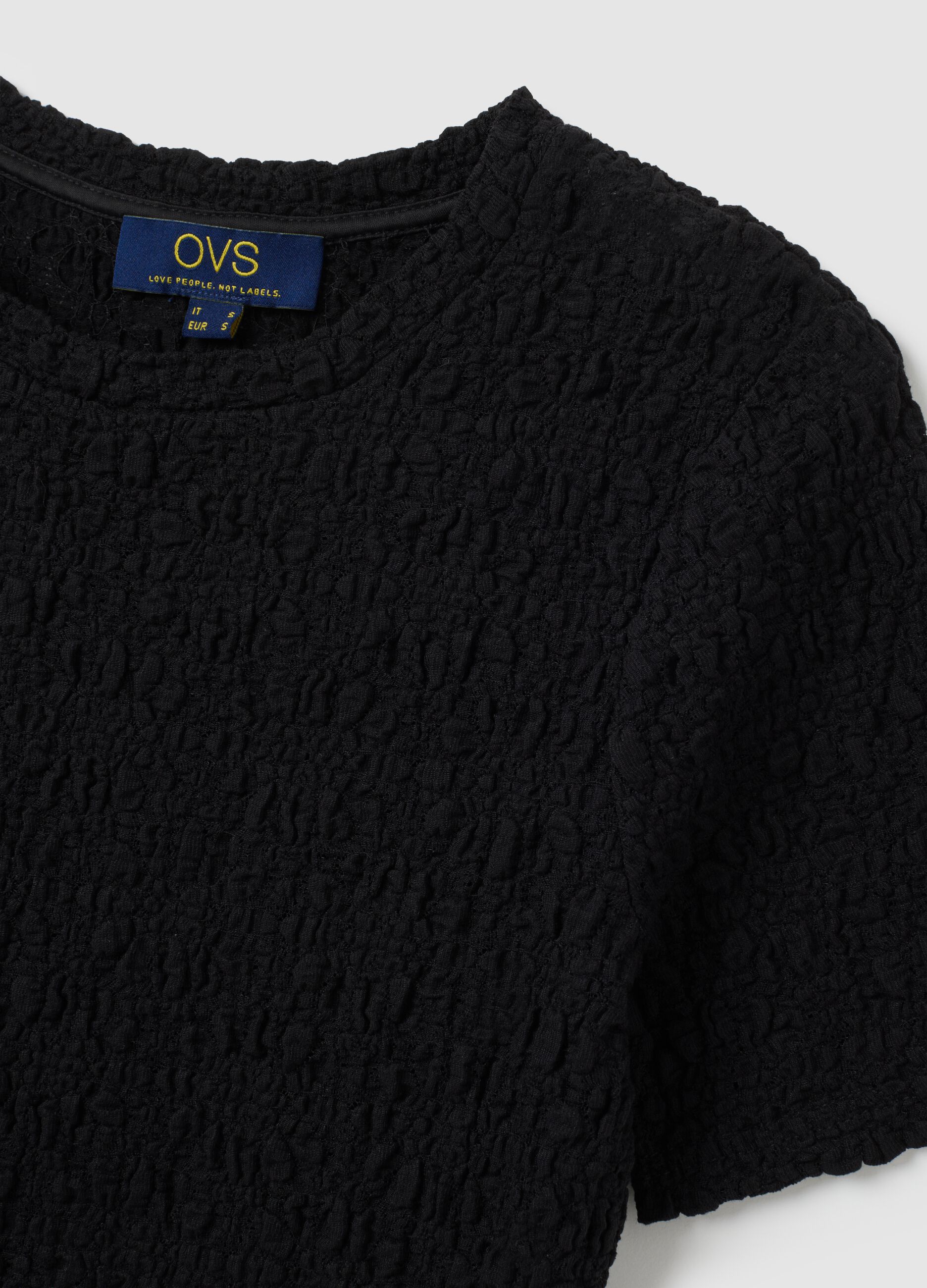 Black cotton blend regular fit t-shirt