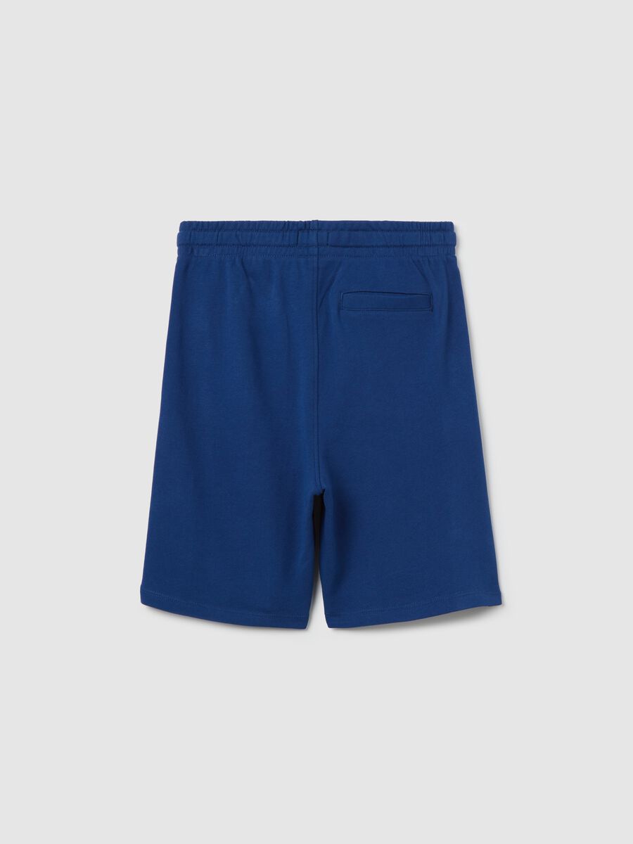 Pantaloni corti blu in puro cotone_1