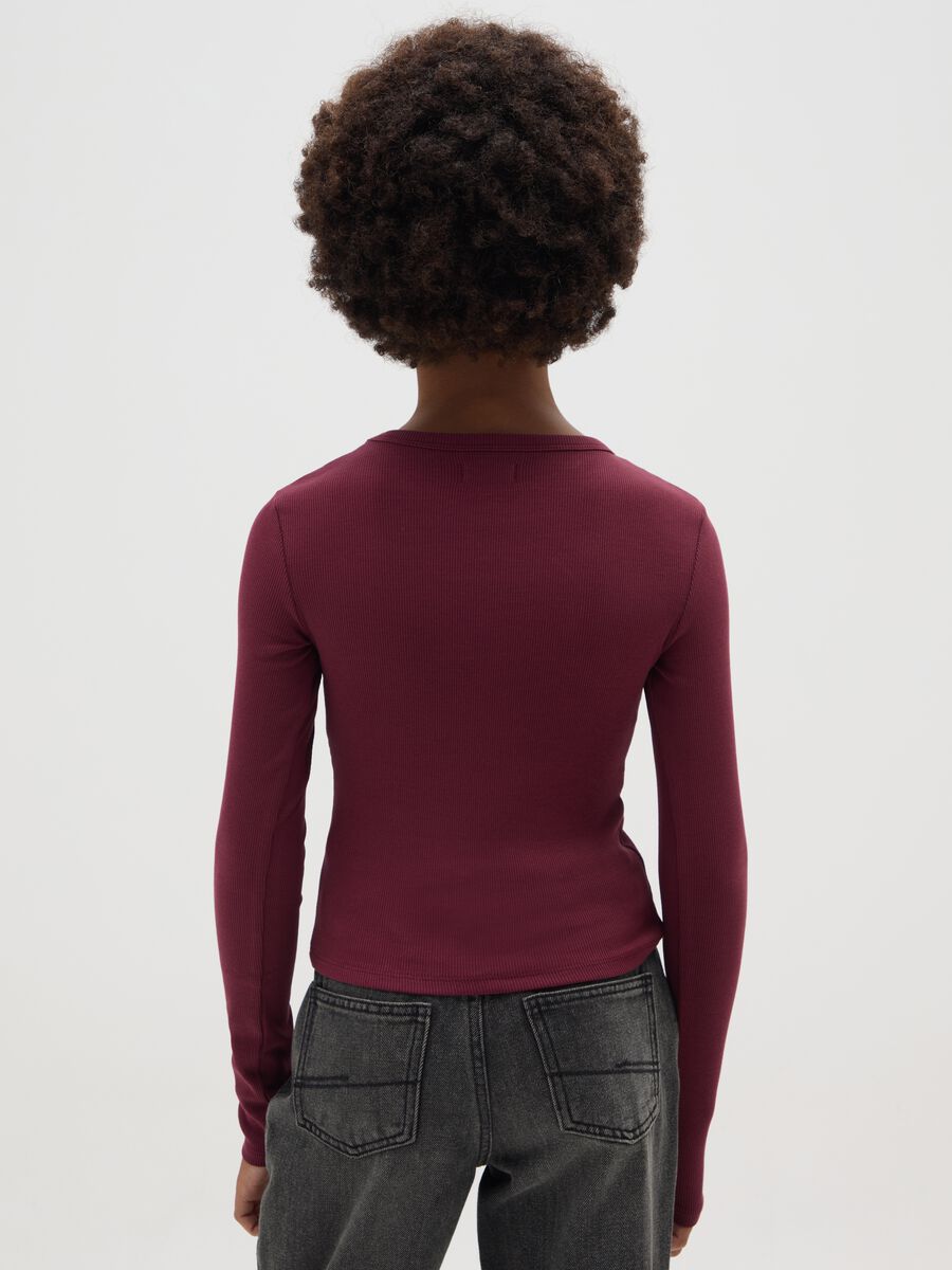 Maglia da ragazza in cotone elasticizzato rossa regular fit_1