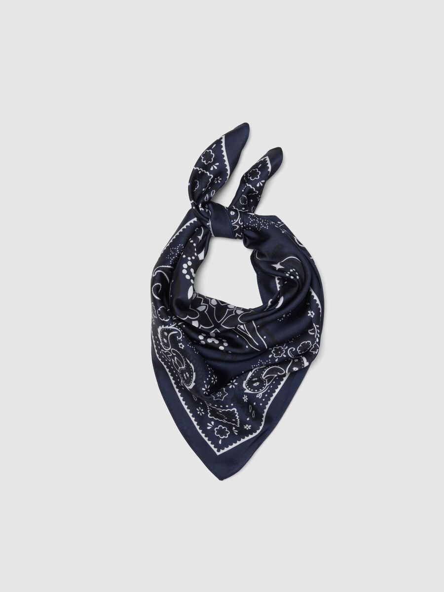 Bandana in puro cotone blu regular fit con motivo paisley_0