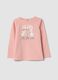 Pink regular-fit T-shirt in organic stretch cotton jersey with print_0
