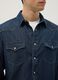 Camicia in puro cotone denim blu regular fit con tasche_3