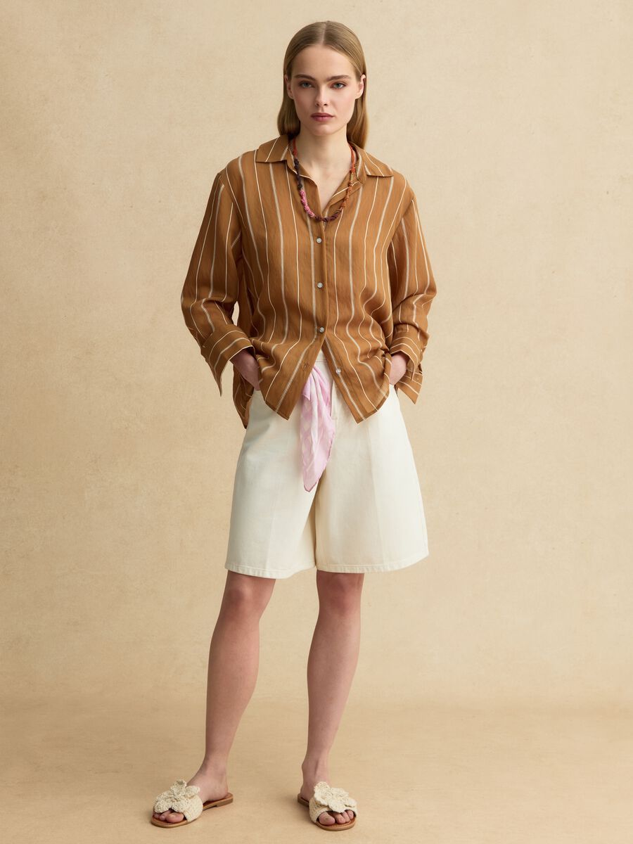 Camicia in misto lyocell a righe multicolor regular fit_1