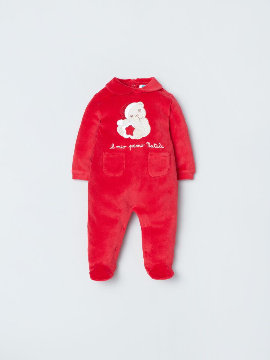 Tutina con piedini ricamo Natale THUN_0