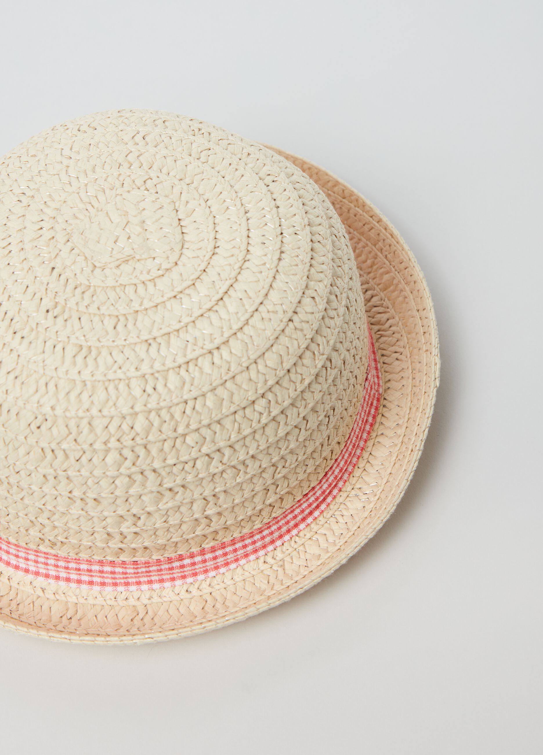 Cappello di paglia con nastro vichy_2