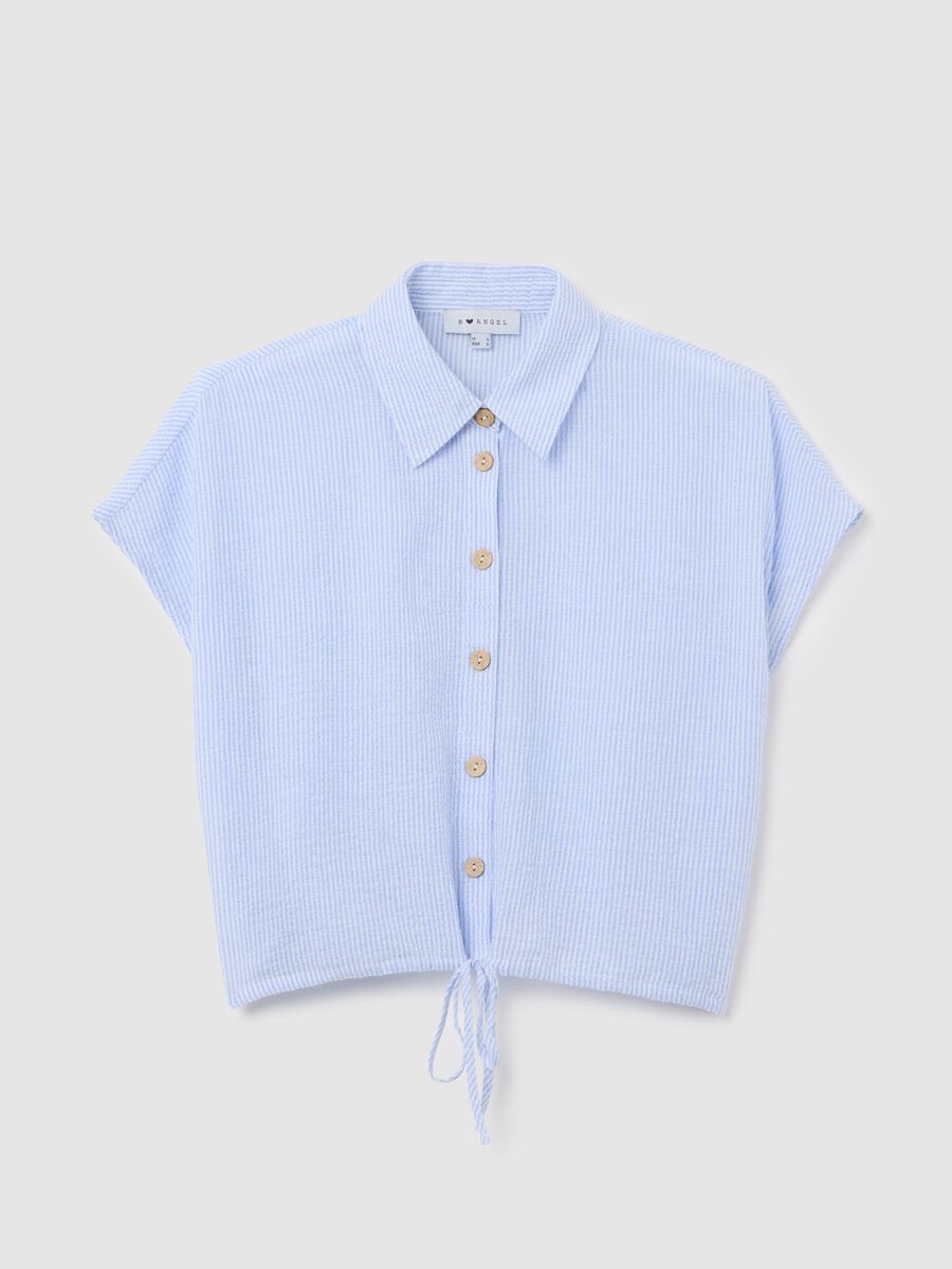 Women’s cropped shirt in multicoloured stretch cotton with regular fit_4