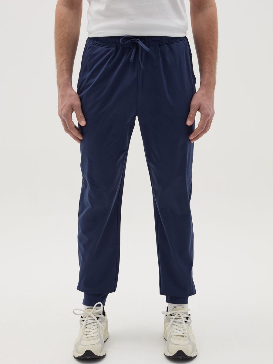 Technical fabric joggers with drawstring_1