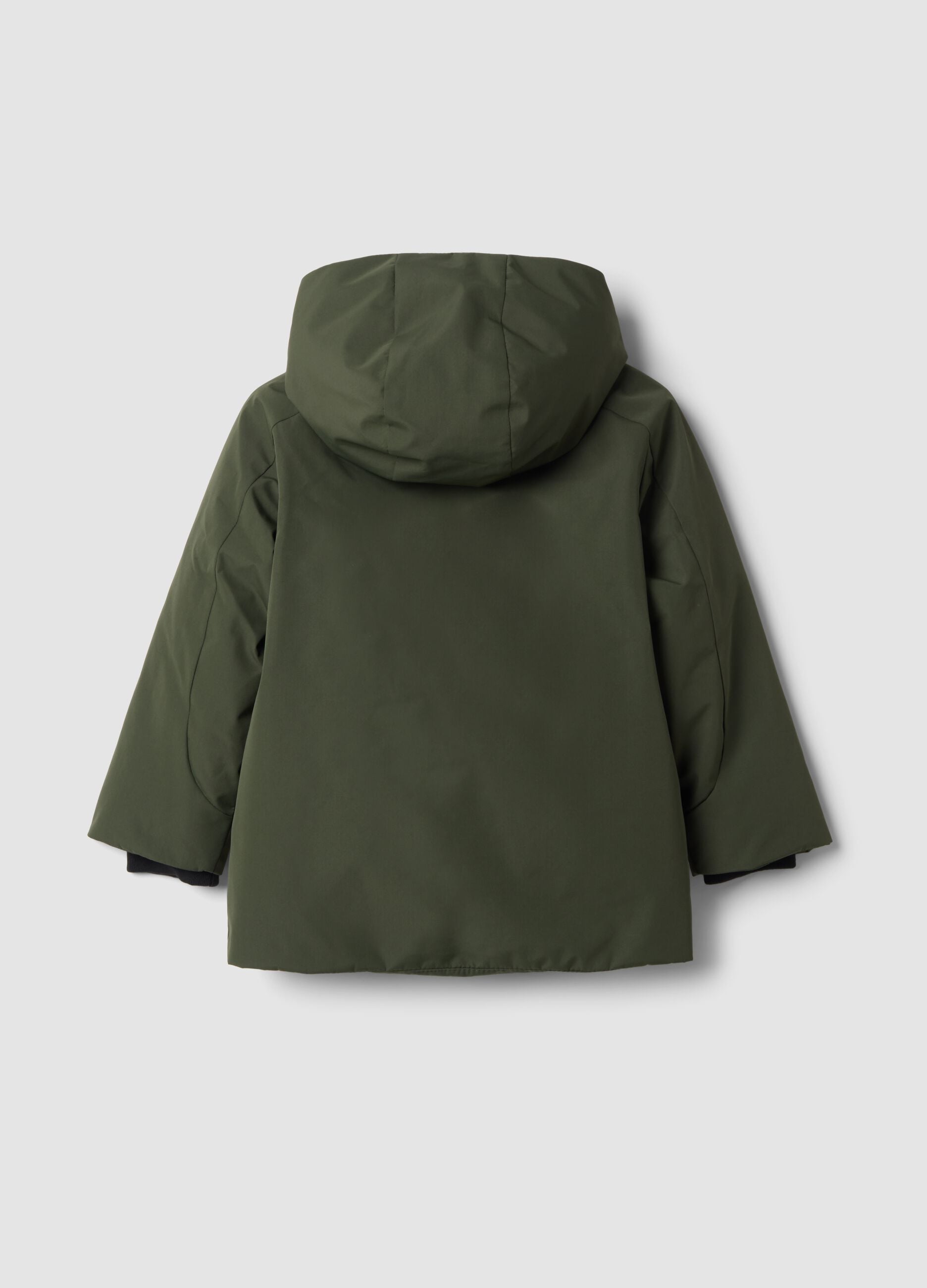 Green hooded zip-up jacket