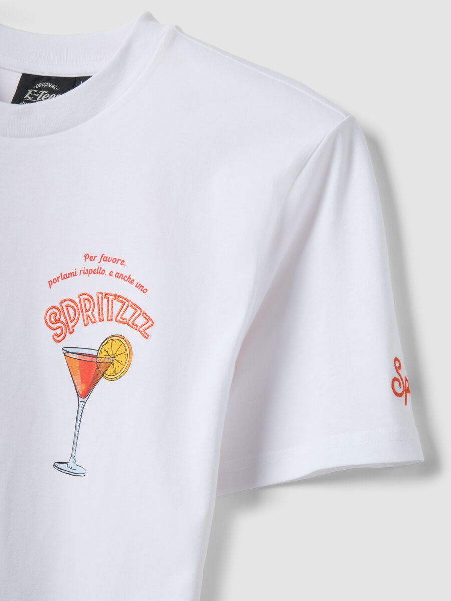 White pure cotton regular fit T-shirt with spritz prints_5