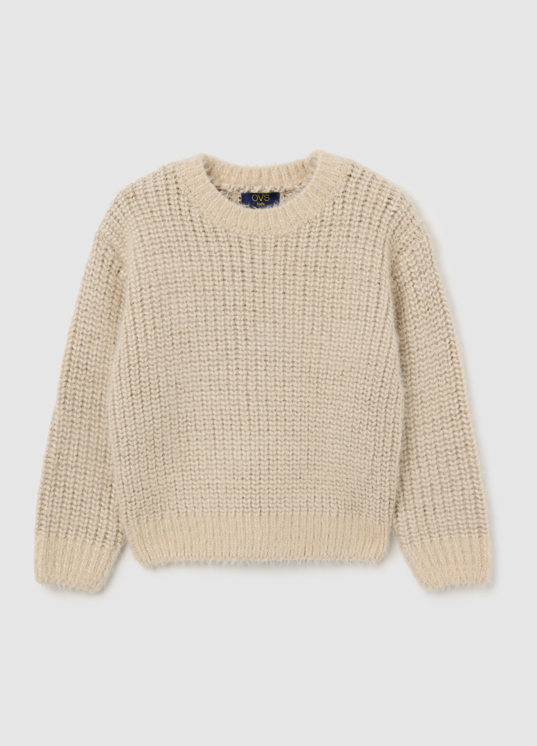 Beige regular fit girl's sweater