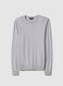 Grey cotton blend crew neck pullover, regular fit_4