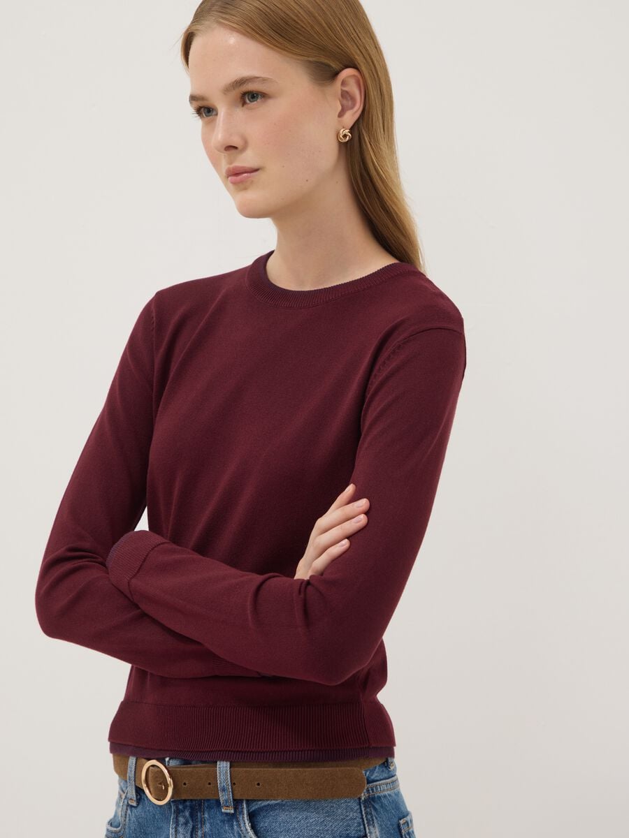 Maglia rossa in misto viscosa a maniche lunghe_0