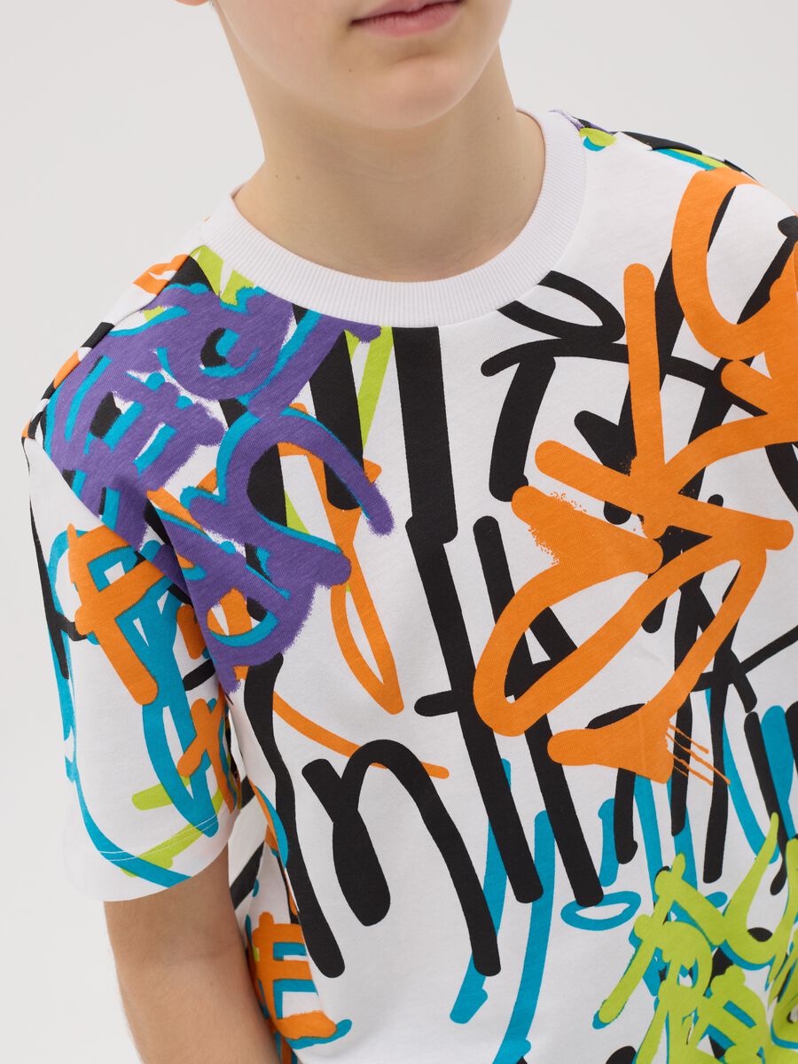 Cotton T-shirt with graffiti print_1