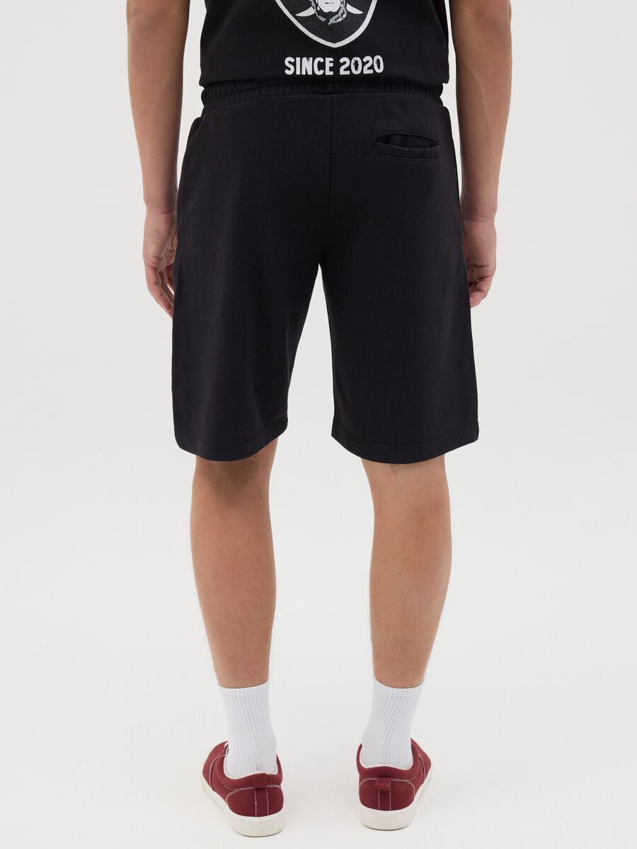 Black Raiders Sports Shorts in Cotton Blend_2