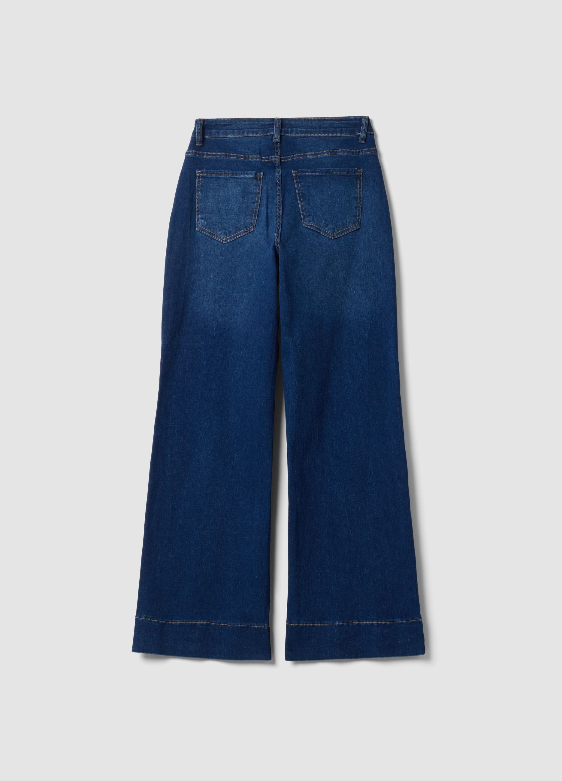 Regular-fit stretch cotton denim trousers