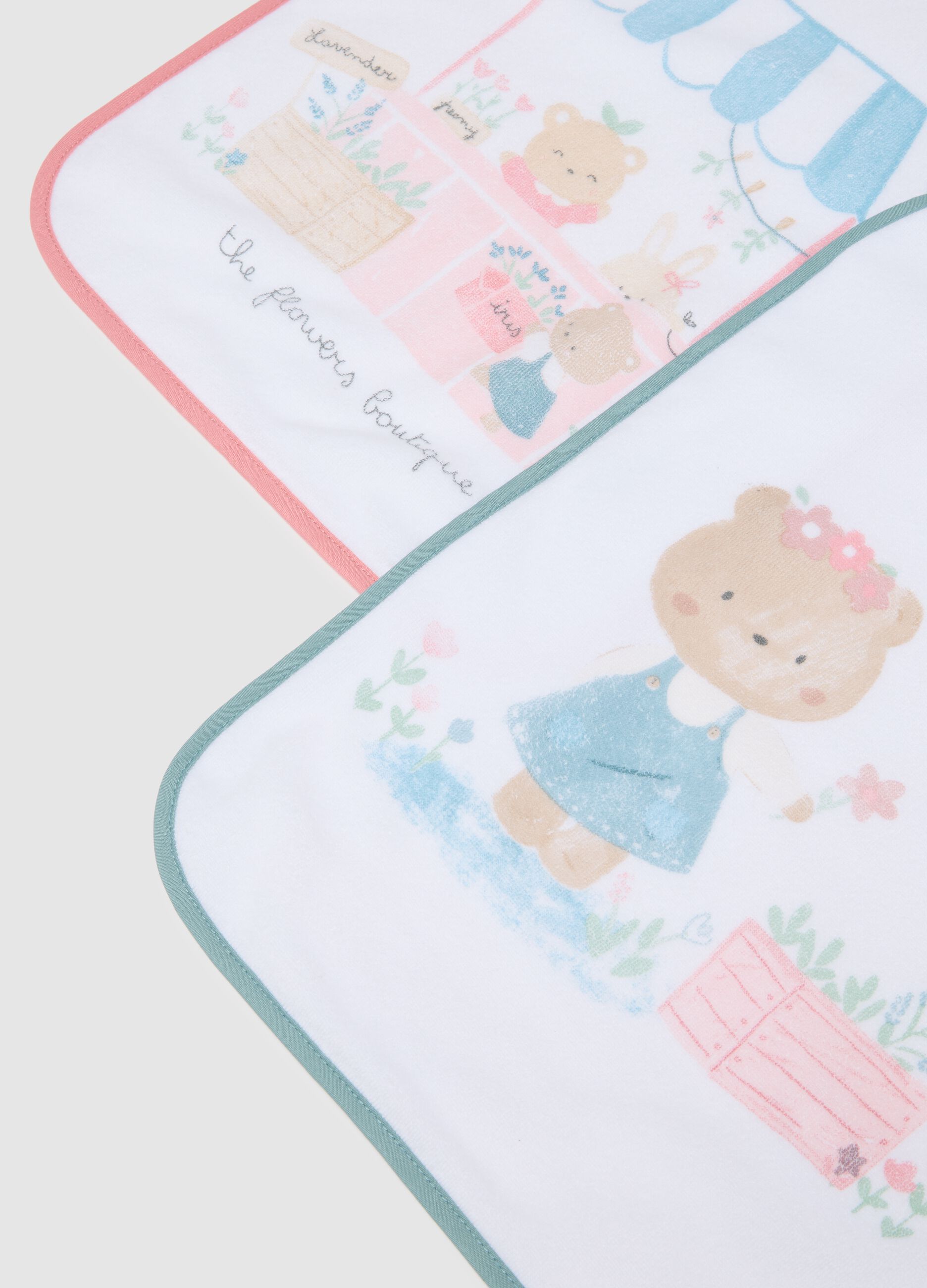 Two-pack baby bibs in multicolor cotton blend