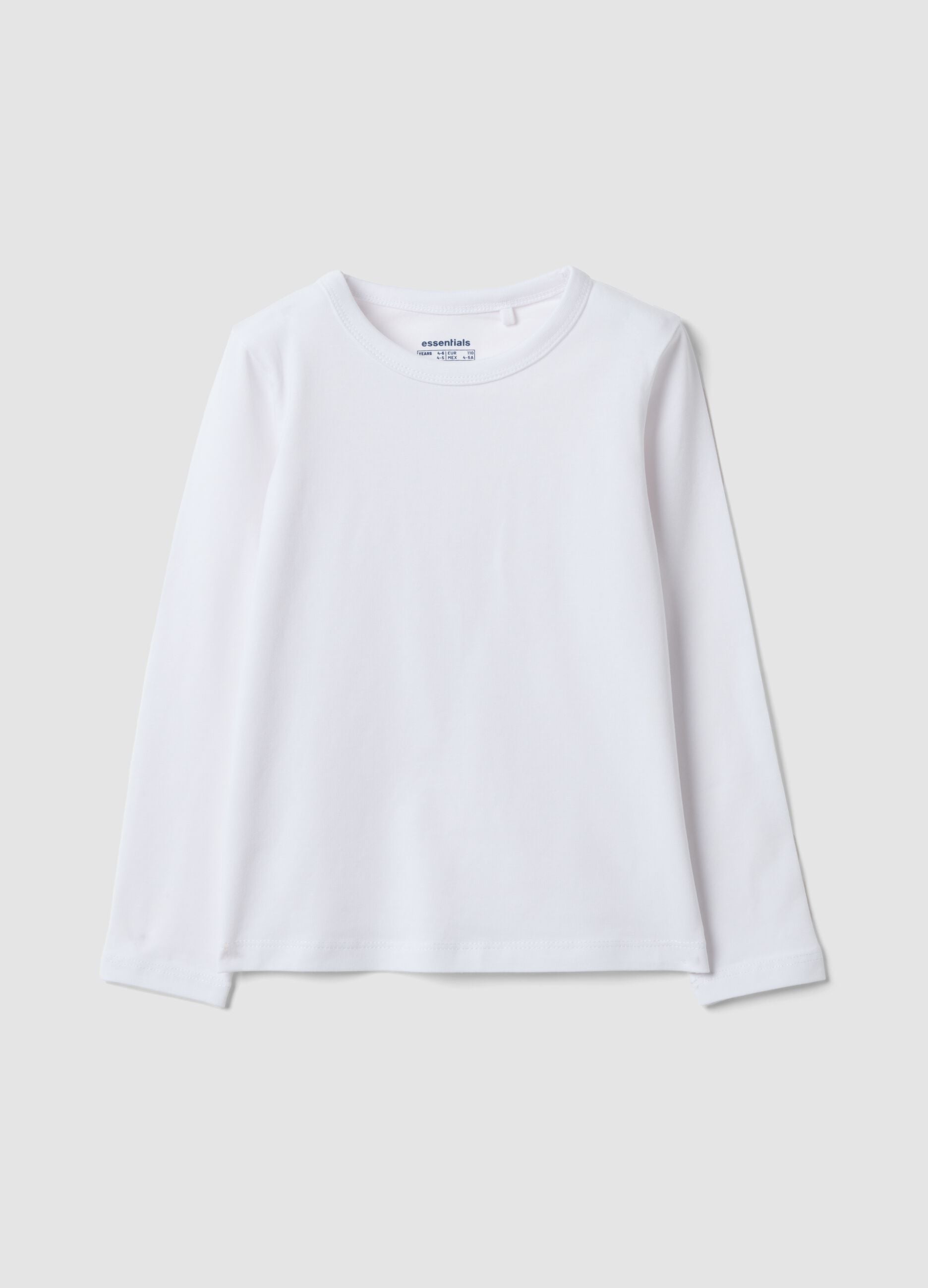 White long-sleeve stretch cotton T-shirt