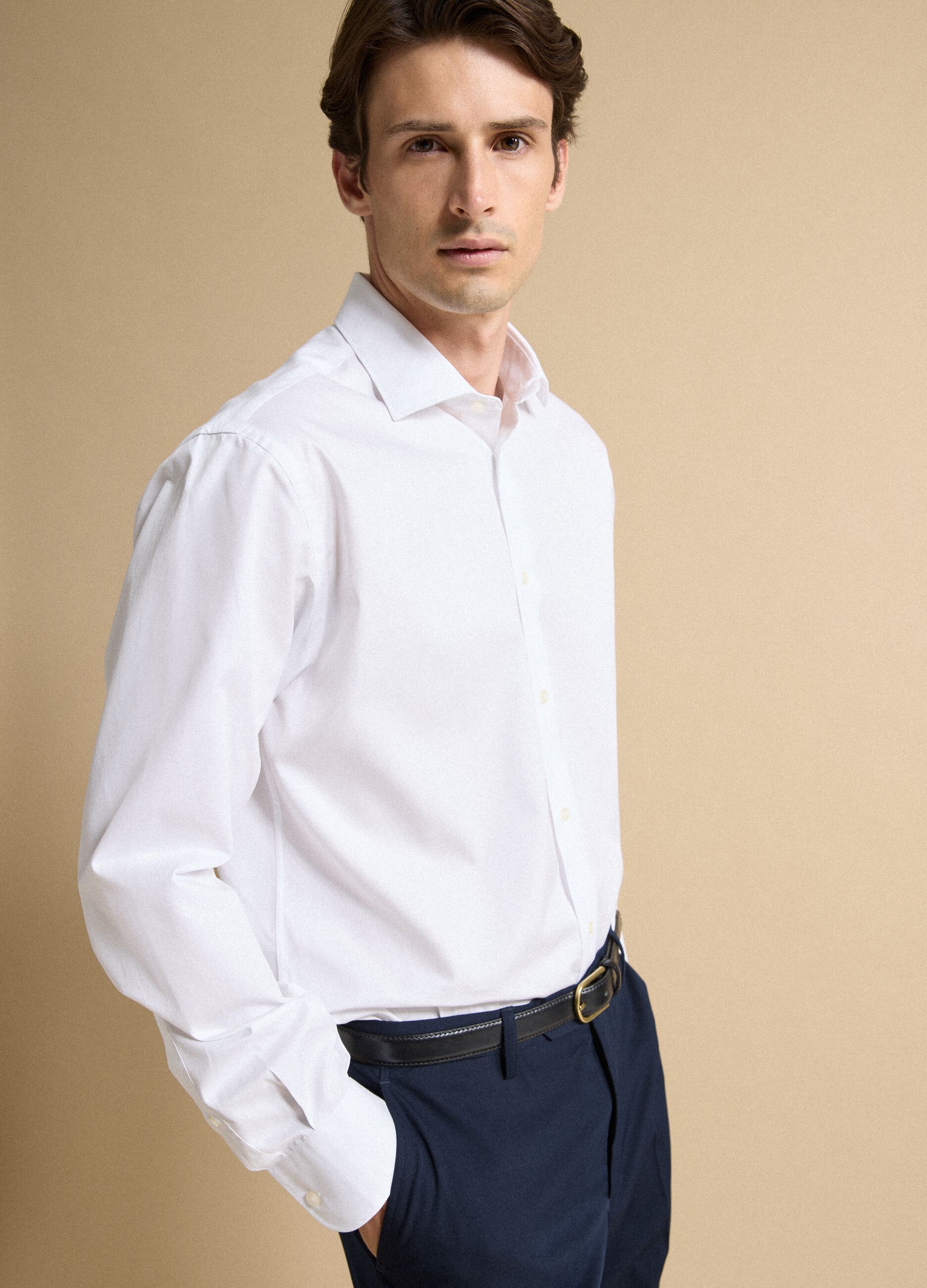 White pure cotton shirt with classic collar