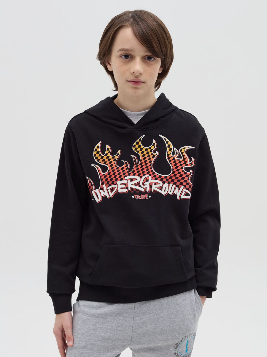 Felpa con cappuccio stampa "Underground TRIBE"_0